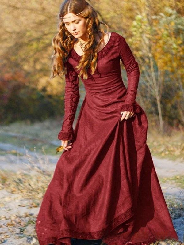 Retro Long Sleeve Women's Dres - Ethnic Dress Fashion Show ulasan dan harga