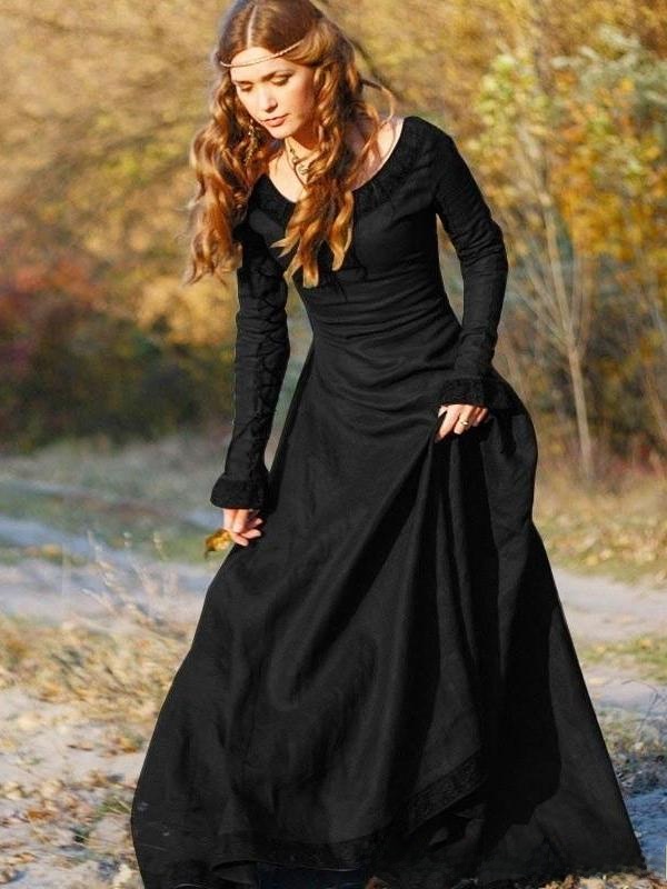 Retro Long Sleeve Women's Dres - Ethnic Dress Fashion Show ulasan dan harga