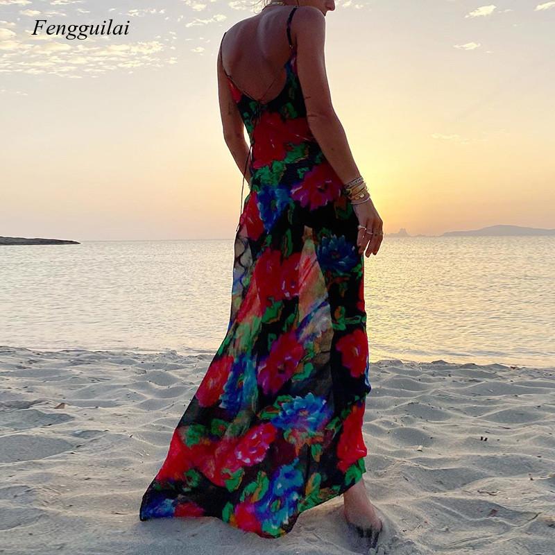 Floral Print Summer Spaghetti  - Kaftan Women Boho ulasan dan harga