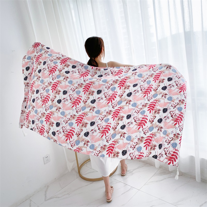 90x185cm Cotton Linen Print Su - Kaftan Women Boho ulasan dan harga
